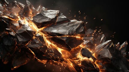 Generative AI image of fire in the rocks