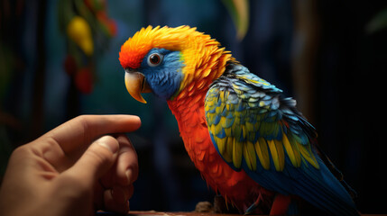 Generative AI image of red blue and yellow macaw