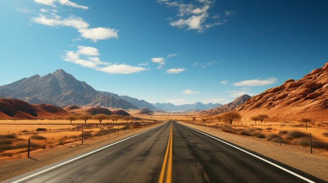 An open empty road through the countryside. 