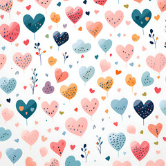 seamless pattern with hearts love card ai generative 