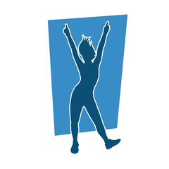 Silhouette of a slim female in dance pose. Silhouette of a woman dancing.