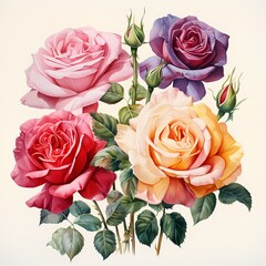 classic set of roses with different color for valentine