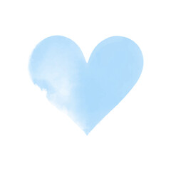 Vector watercolor blue heart shape art hand-painted isolated