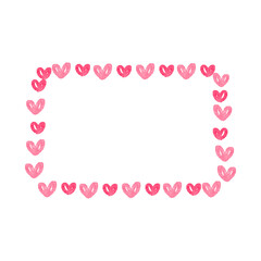 Vector watercolor hearts border and frame