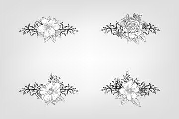 Set botanic blossom floral elements Decorative for Invitation