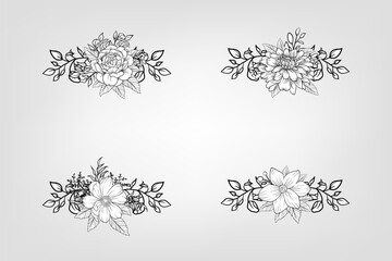 Set botanic blossom floral elements Decorative for Invitation