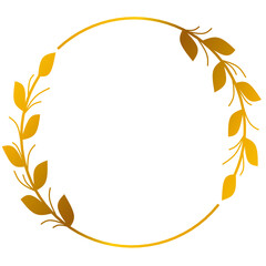 Gold leaves circle frame