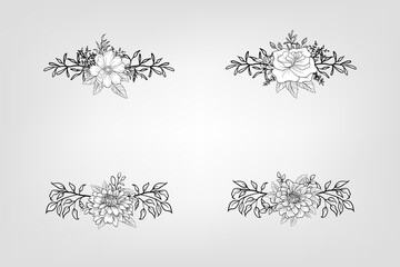 Set botanic blossom floral elements Decorative for Invitation