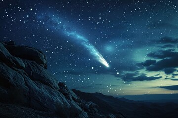 Fototapeta na wymiar comets flying in dark sky