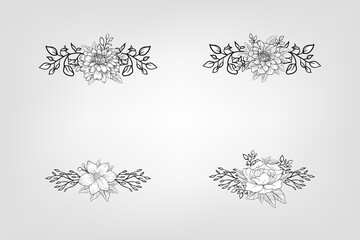 Set botanic blossom floral elements Decorative for Invitation