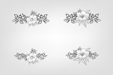 Set botanic blossom floral elements Decorative for Invitation