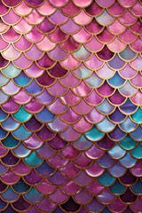 Mermaid pattern scale with and gold glitter mermaid, Generative Ai