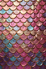 Mermaid pattern scale with and gold glitter mermaid, Generative Ai