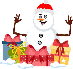 Christmas Snowman With Gift Box