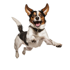 Jack russell terrier puppy jumping isolated on white, transparent background
