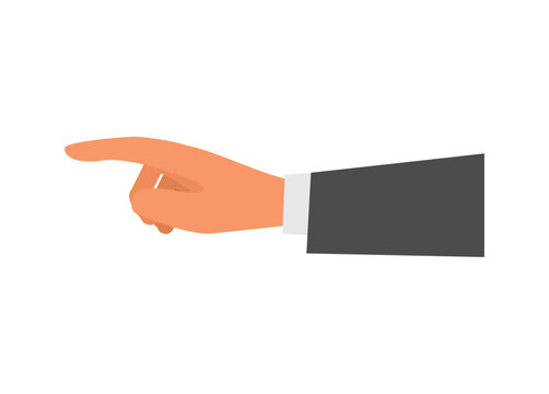 Businessman hand pointing finger. Simple flat illustration.