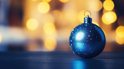 Blue Christmas Ornament on Table