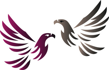 The eagle logo is flying with two male and female tails