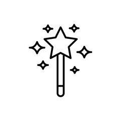 Magic wand outline icons, minimalist vector illustration ,simple transparent graphic element .Isolated on white background