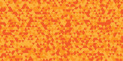 Abstract orange and yellow square triangle tiles pattern mosaic background. Modern seamless geometric colorfull pattern low polygon and lines Geometric print composed of triangles. - obrazy, fototapety, plakaty