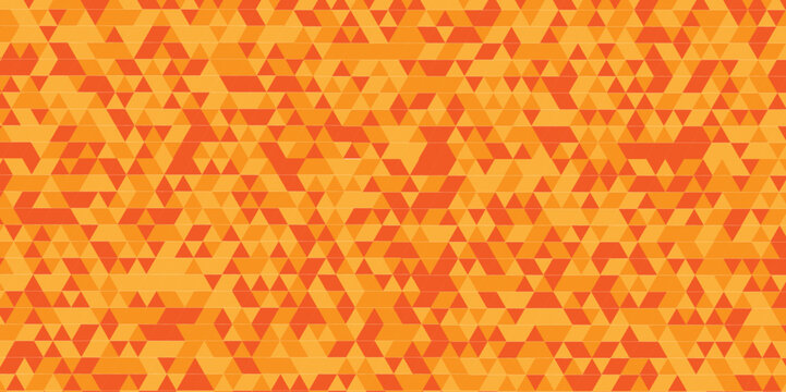 Abstract orange and yellow square triangle tiles pattern mosaic background. Modern seamless geometric colorfull pattern low polygon and lines Geometric print composed of triangles.