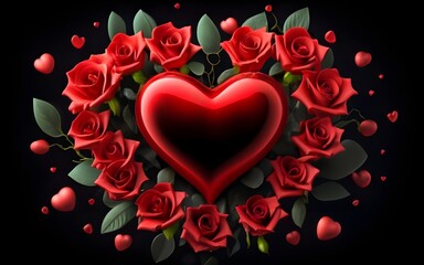 red heart with flowers