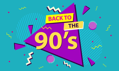 90s retro poster. Back to the 90s, 90s style background banner. Vector illustration