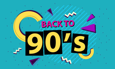 90s retro poster. Back to the 90s, 90s style background banner. Vector illustration