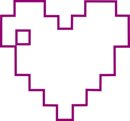 Heart outline pixel style vector illustration. Pixel heart Love symbol hand drawing stylized design element