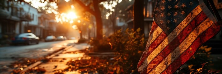 Obraz premium Happy Memorial Day American Flags Against, Background Image, Background For Banner, HD