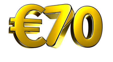 70 Euro figure gold 3D illustration. Advertising signs. Product design. Product sales.
