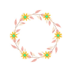 Obraz premium Vector hand drawn floral wreath on white background