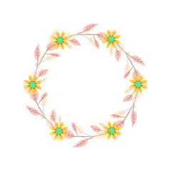 Vector hand drawn floral wreath on white background