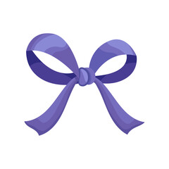 Vector purple ribbon bow decorative on white