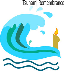 Tsunami vector, Remembrance of Tsunami , concept mourning for those who died in the tsunami in World. on white background. We rooting for everyone to live and keep fighting.