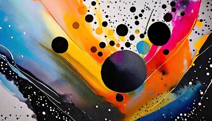 Abstract Background Colorful Splash with Black Spots