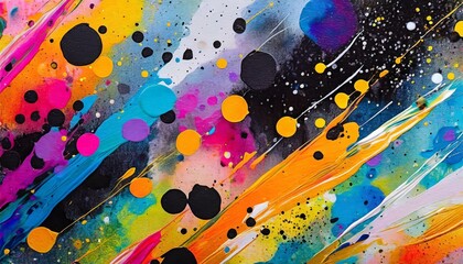Abstract Background Colorful Splash with Black Spots