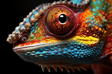 Fototapeta premium Vibrant Close-Up of a Colorful Chameleon