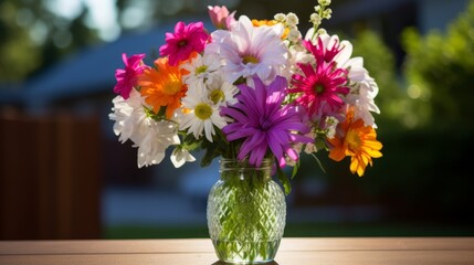 A Beautiful Arrangement of Colorful Flowers in a Vase