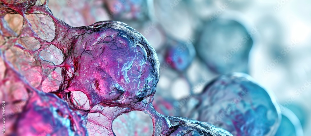 Poster cellular structure with nucleus on a white background.