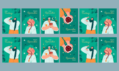 happy ramadan mubarak vector illustration social media template