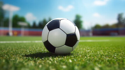 Fototapeta premium A soccer ball on a soccer field