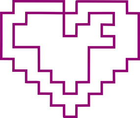 Heart outline pixel style vector illustration. Pixel heart Love symbol hand drawing stylized design element