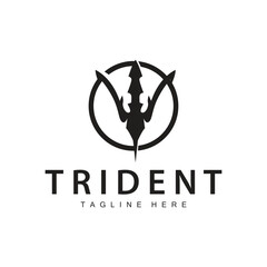 Trident logo design spear weapon vector sea king poseidon neptune symbol template - obrazy, fototapety, plakaty