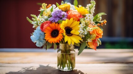A Vibrant Vase of Colorful Flowers