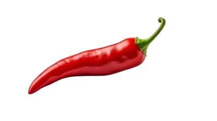 Fotobehang fresh chilies on white background with hot fire effect, realistic, hd, 4k, professional photography © Altair Studio