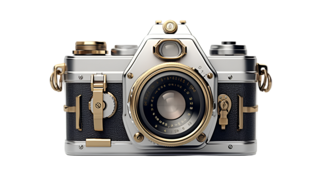 vintage camera on white background