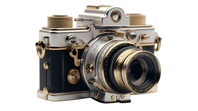 vintage camera on white background