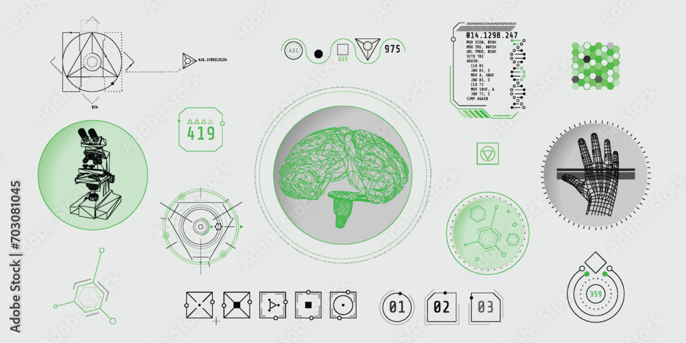 Poster design elements for infographic of data communication.