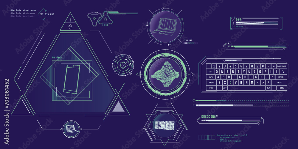 Poster design elements for infographic of big data.